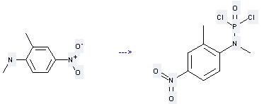 Benzenamine,N,2-dimethyl-4-nitro- can be used to produce N-methyl-N-(2-methyl-5-nitrophenyl)phosphoramidic dichloride at the temperature of 130 - 140 °C